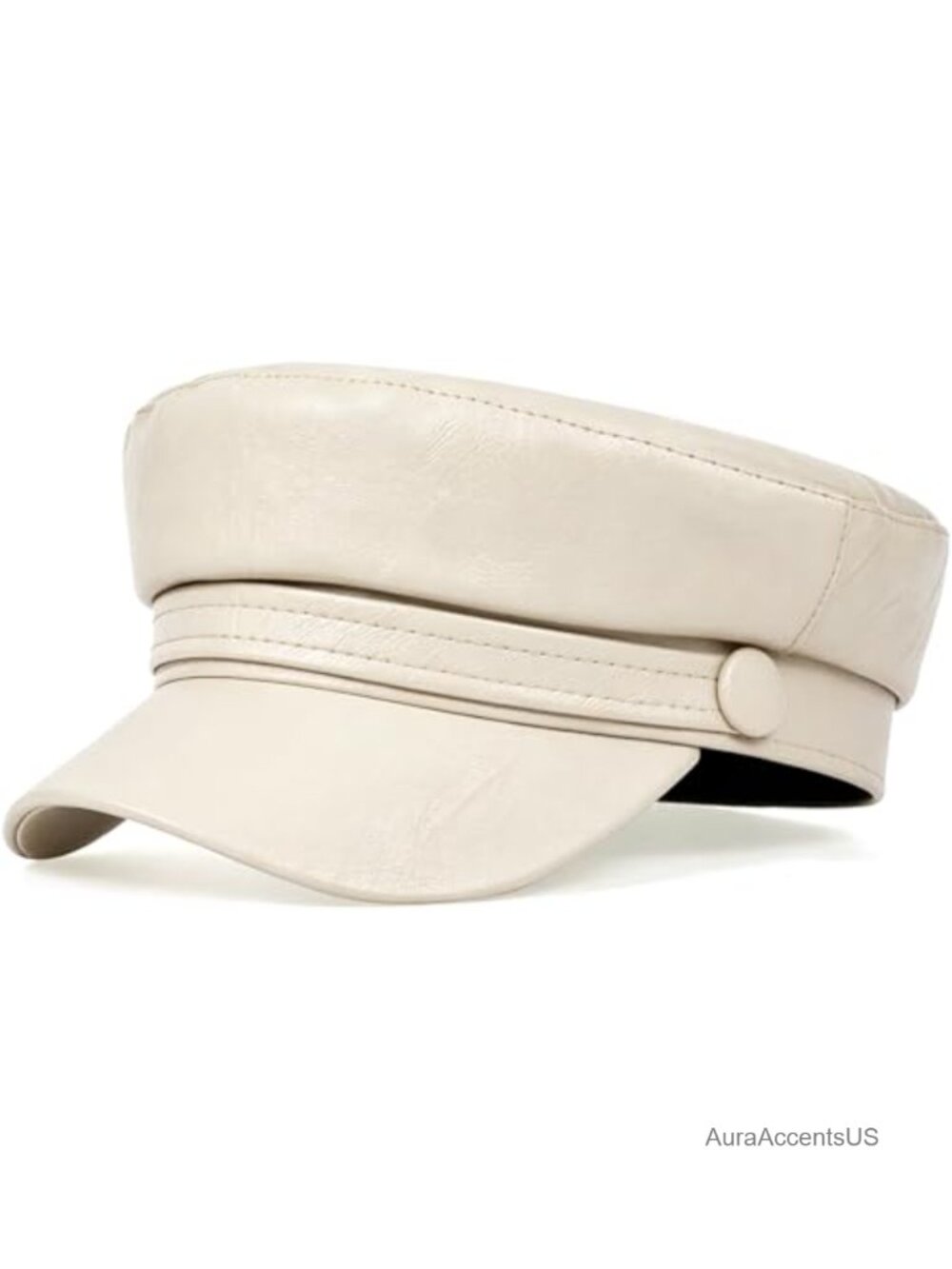 PU Leather Newsboy Cap Vintage Military Flat Top Beret Style Hat